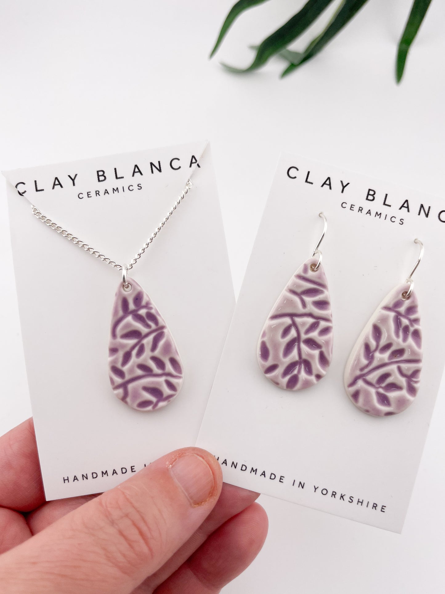 Teardrop Leaf Lavender necklace