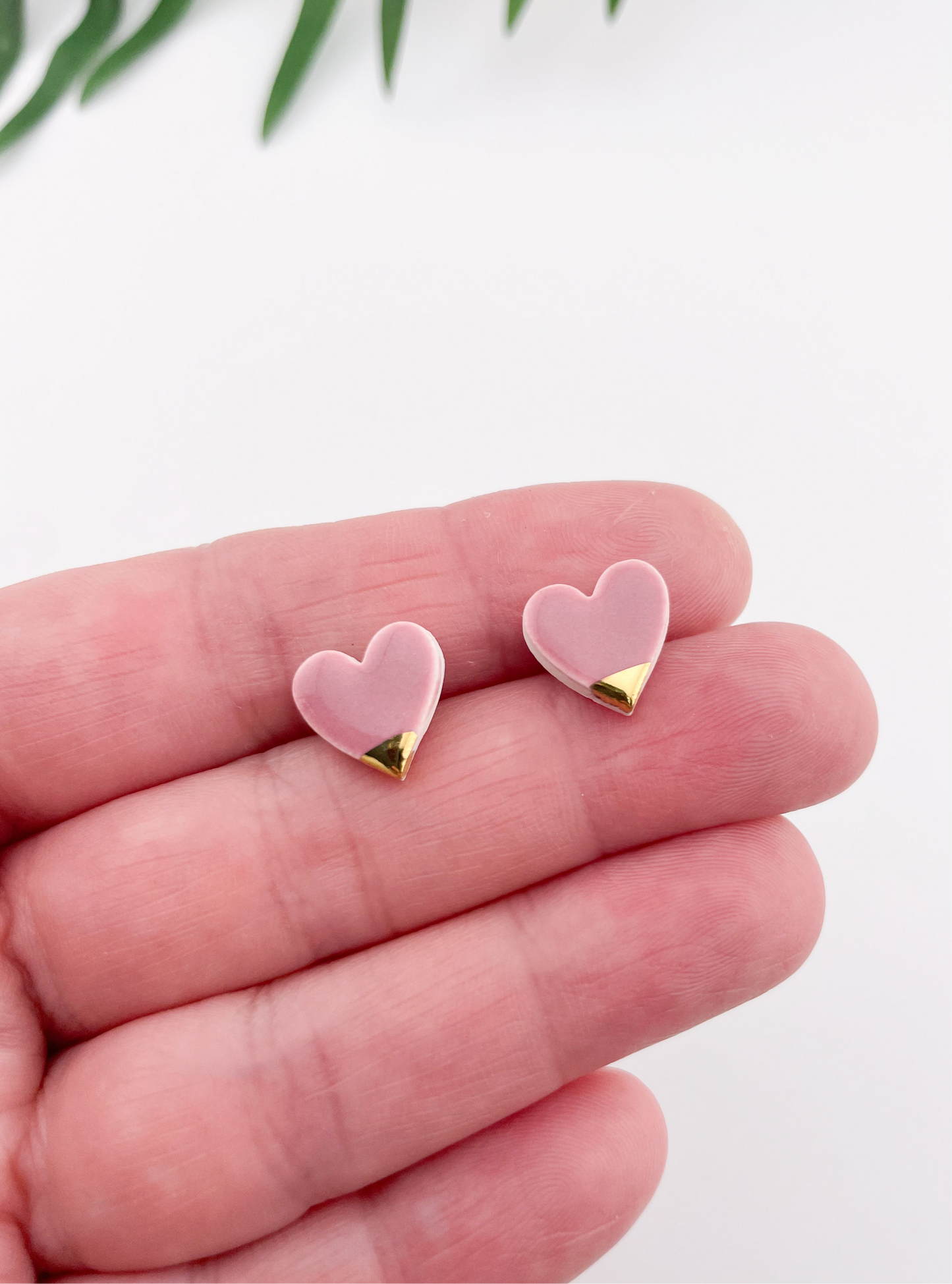 Dusty pink heart studs