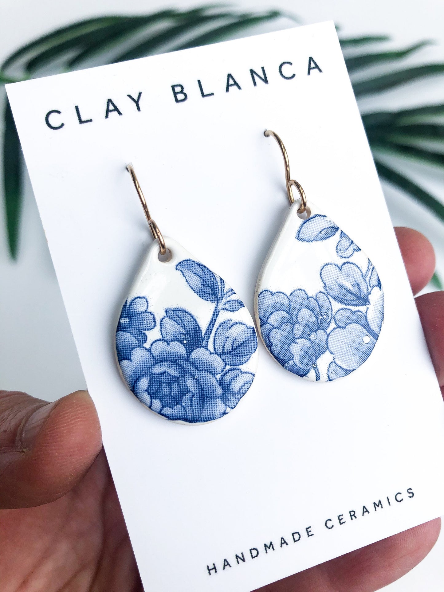 Blue China Chubby Teardrop Dangle earrings