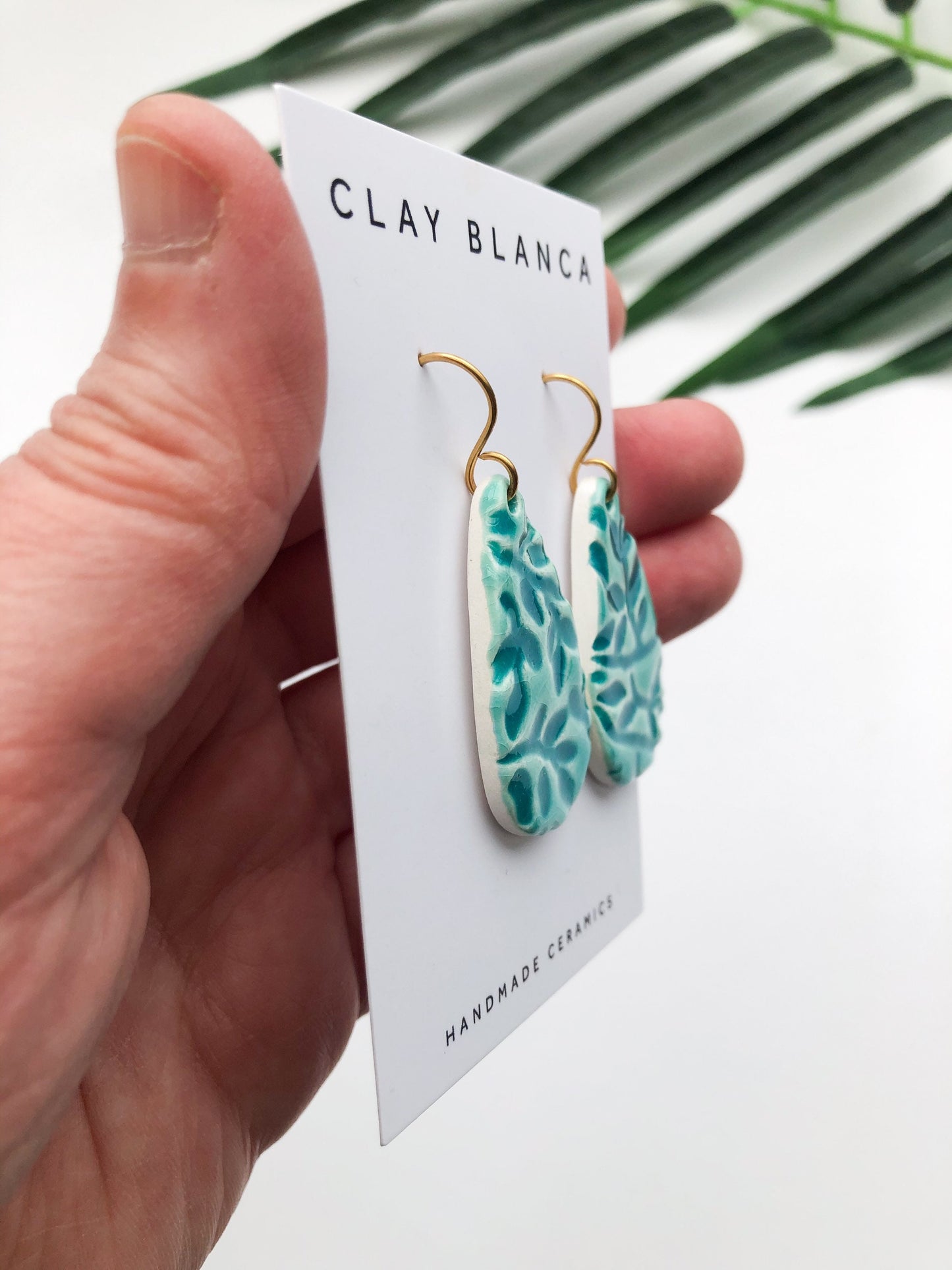 Teardrop Leaf turquoise green dangles