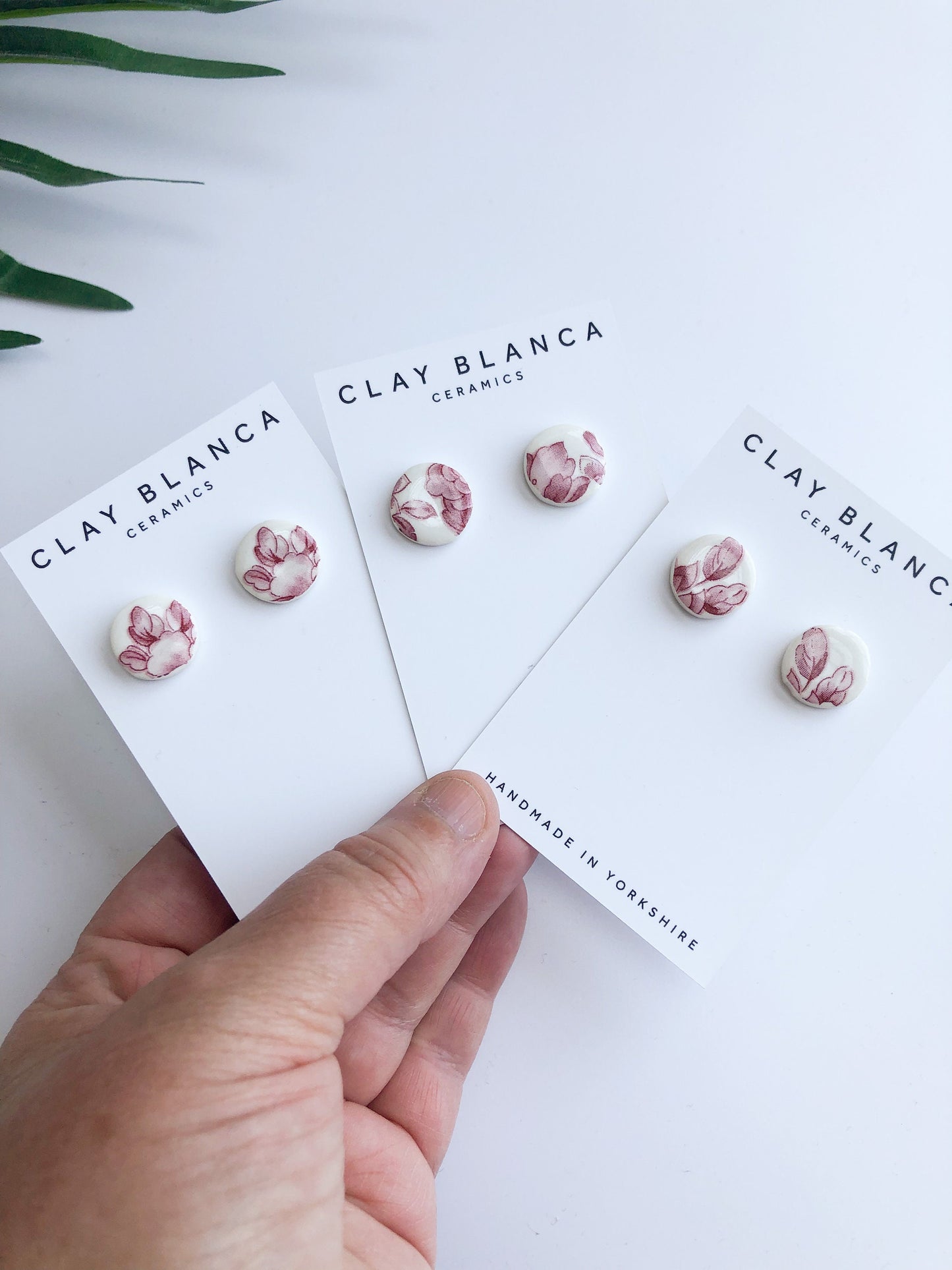 Small Red China round studs