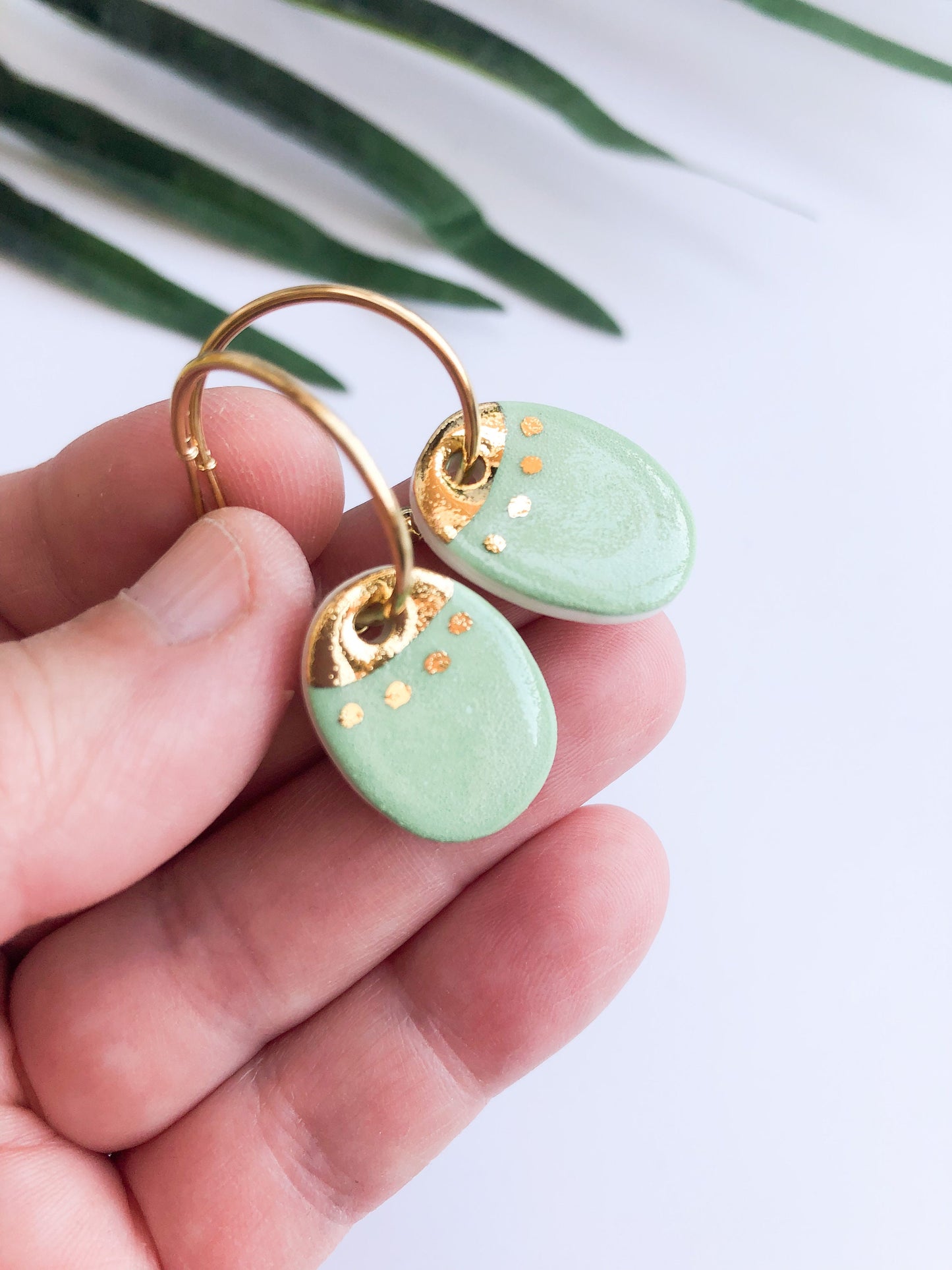 Pistachio Green porcelain hoops