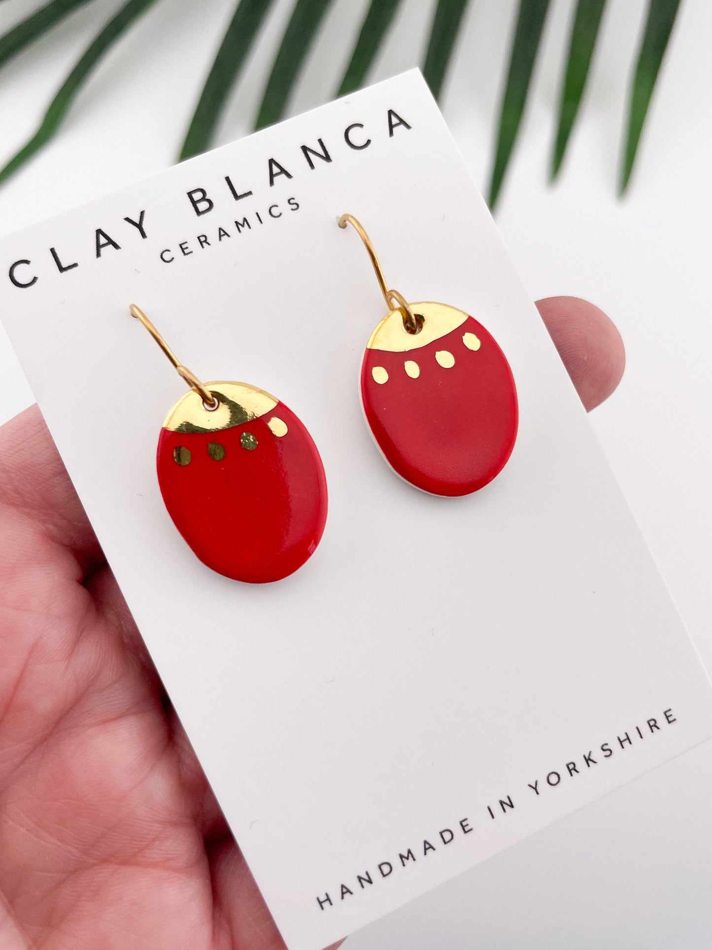 Vibrant red stoneware dangles