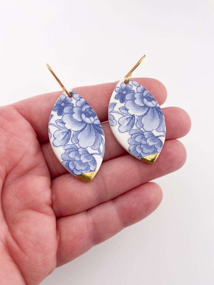 Flora Earrings in Blue China