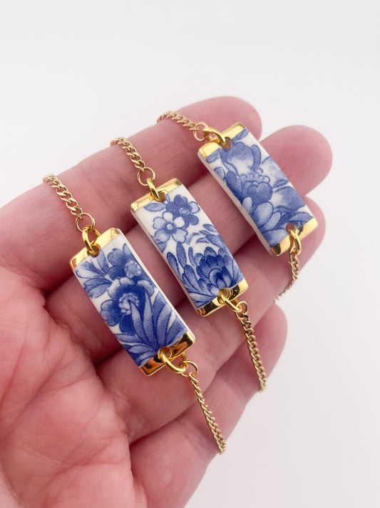 Blue China - rectangle bracelets
