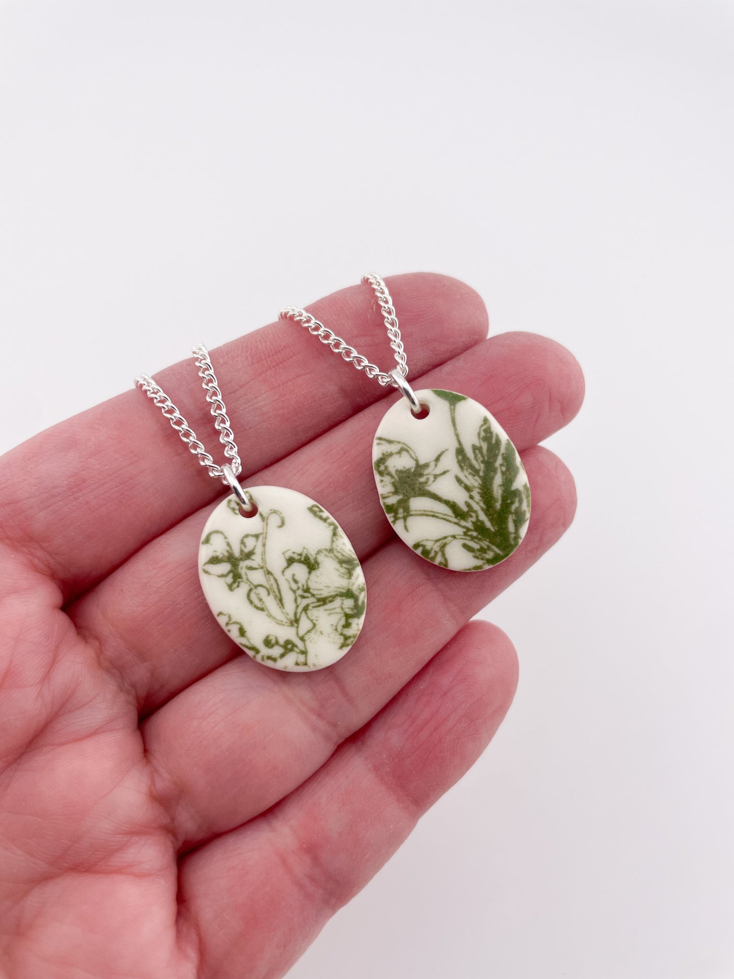 Green China Oval Pendant necklace (Options)