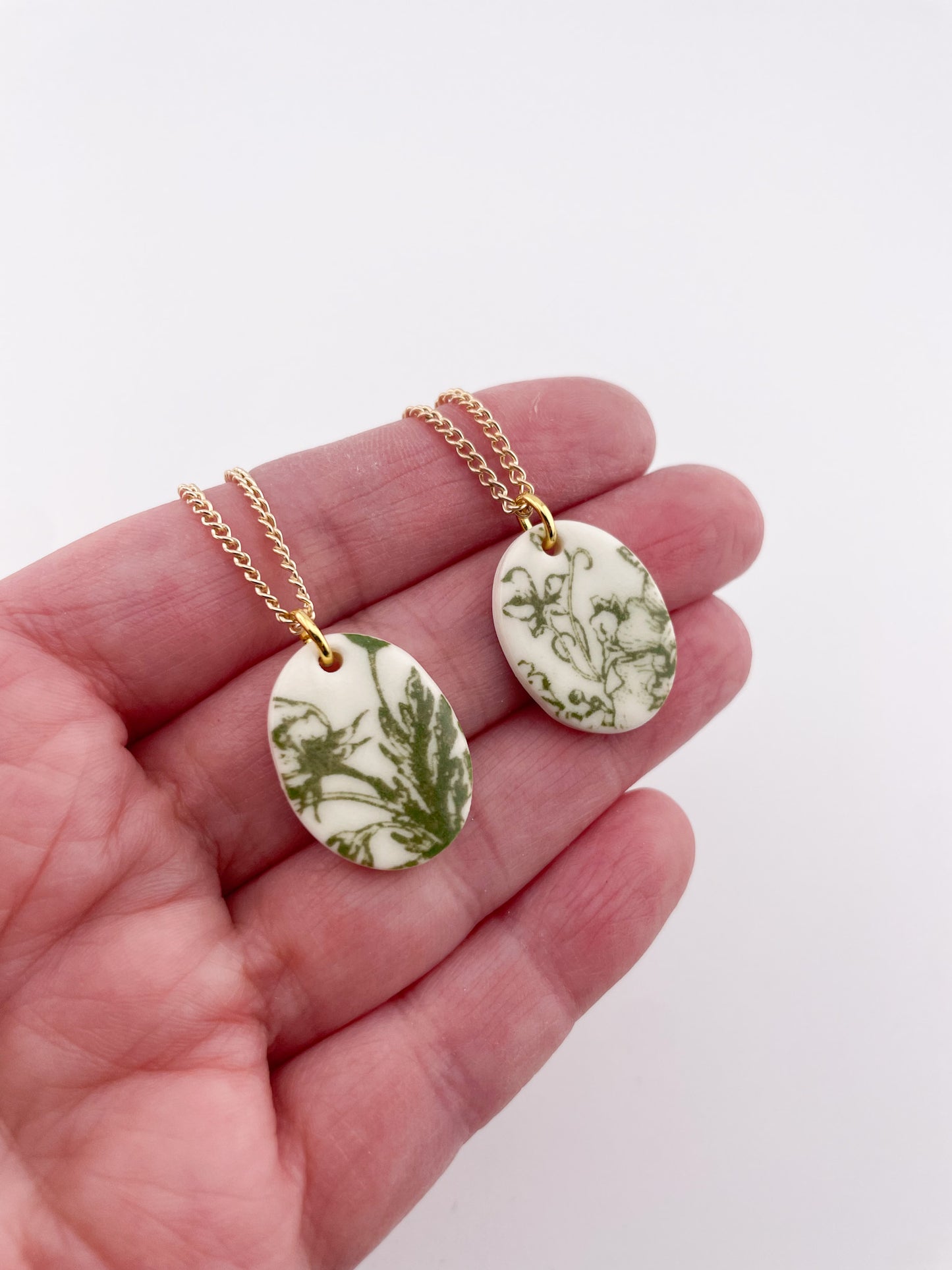 Green China Oval Pendant necklace (Options)