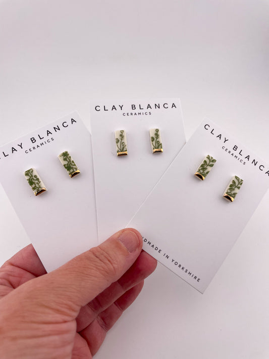 Green China Stick Rectangle Studs (Options)