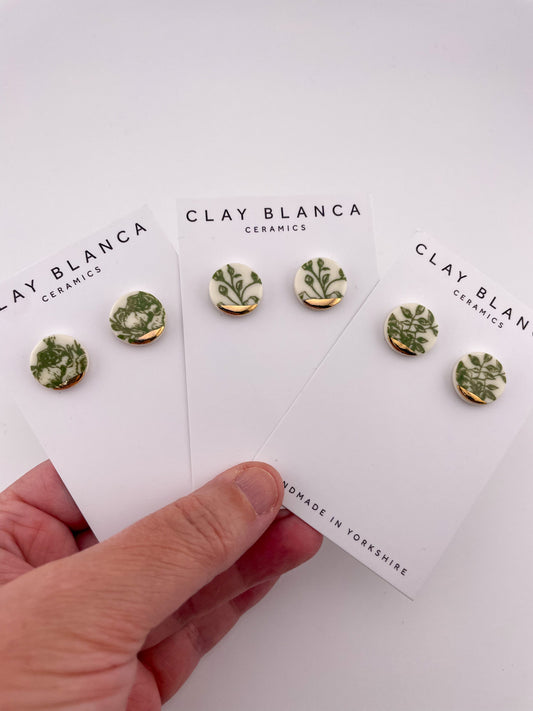 Green China Small Round Stud earrings (Options)