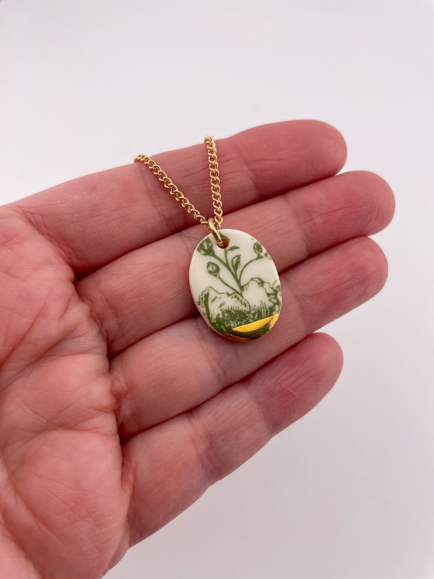 Green China Oval Pendant necklace (Options)