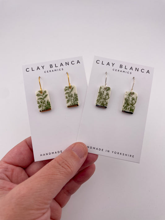 Green China Short Rectangle Dangle earrings (Options)
