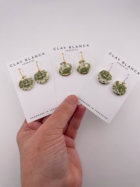 Green China Large Round Dangle earrings (Options)