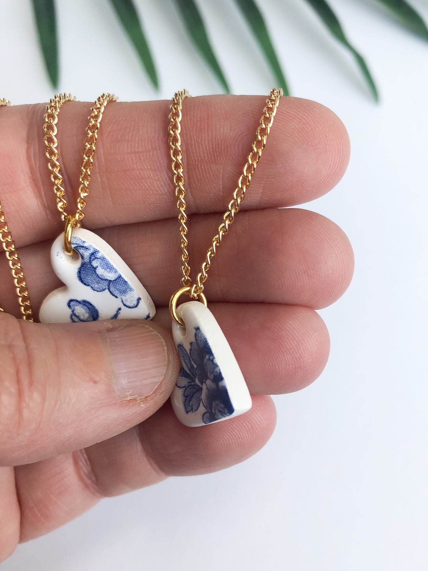 Small Blue China heart necklace